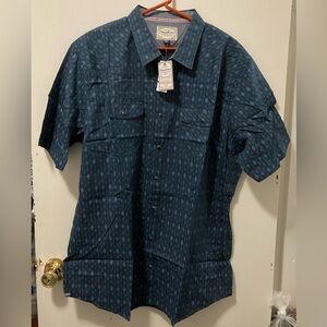 Flag & Anthem Men's Blue Patterned Shirt Short Sleeve Size 2XLT 100% Cotton